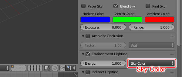 5. Environment ColorをSky Colorにする