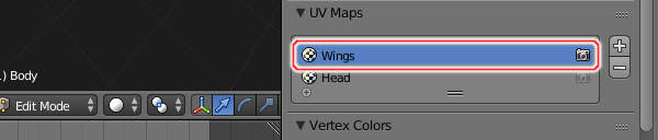 2. Wings用のUVマップを選択