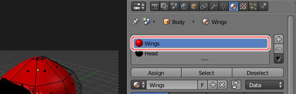3. Wings用のマテリアルを選択